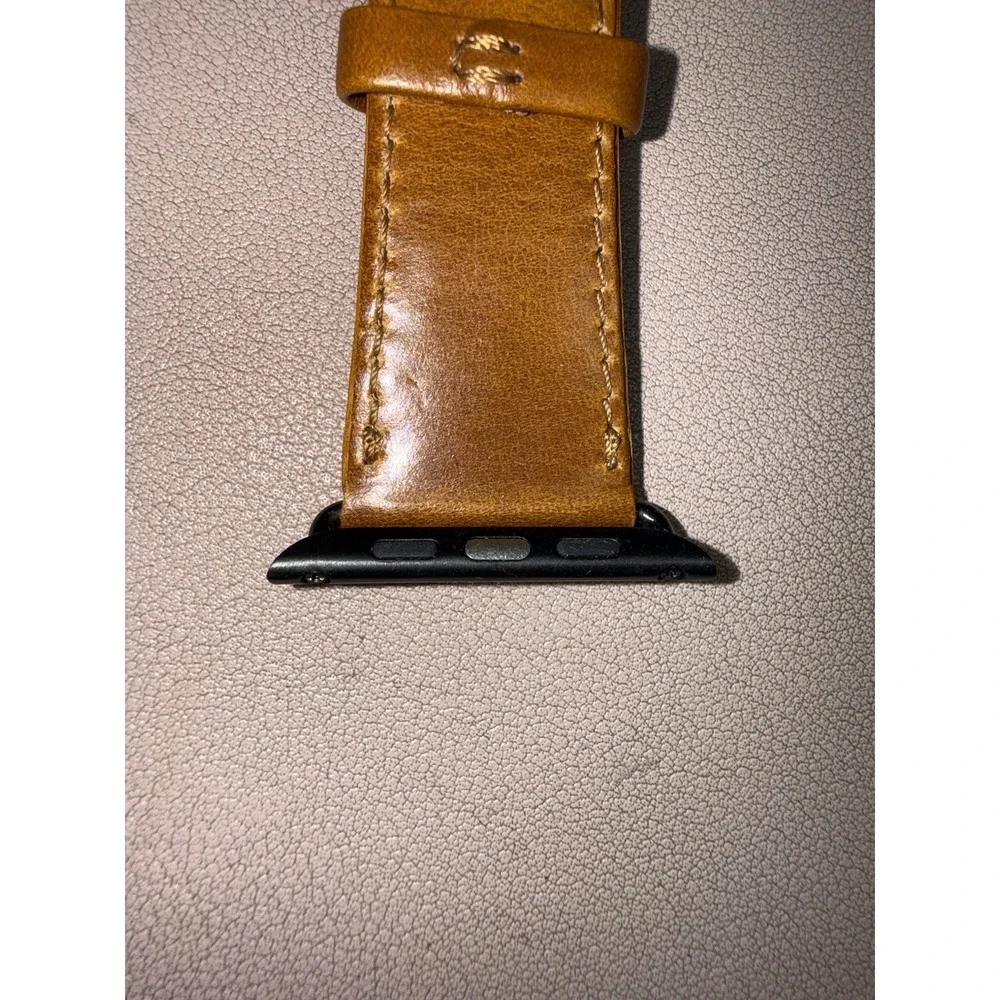 Genuine Leather Apple Watch Band Brown 42mm 44mm 45mm Black‎ Buckle Strap